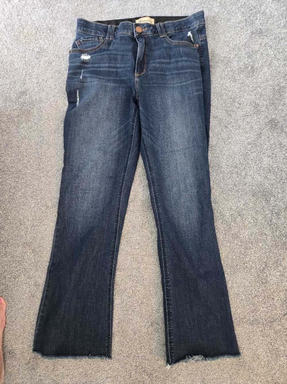 Democracy Dark Blue Flare Jeans with Raw Hem